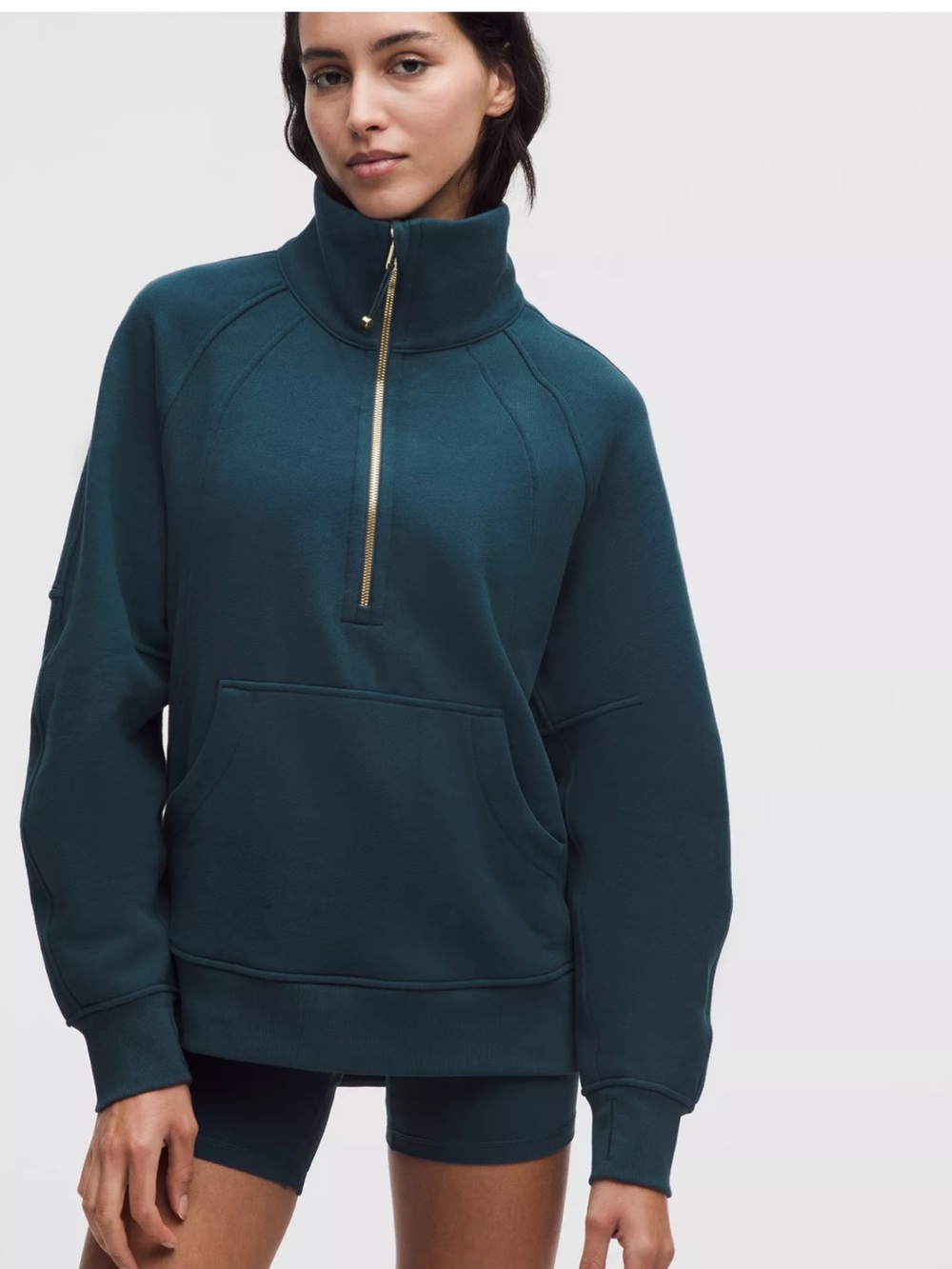 Lululemon Scuba Oversized Funnel Neck Half Zip Indochine Blue/Gold Size XS/S NWT